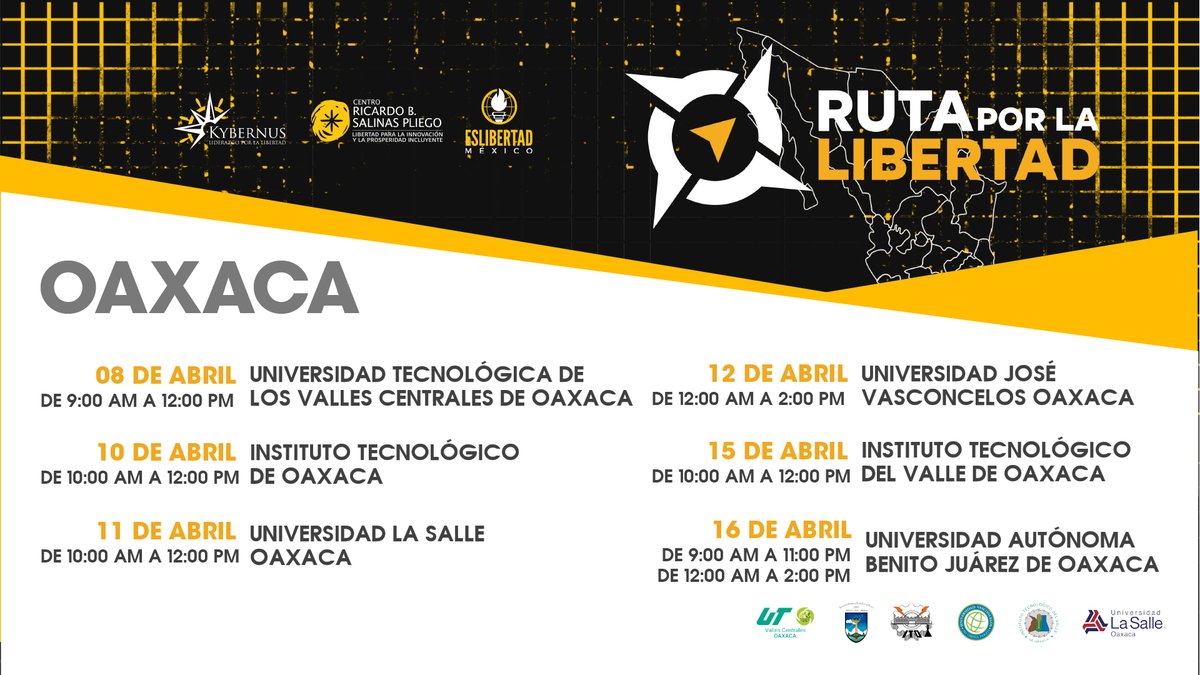 ¡Alerta! La 'Ruta por la Libertad', en colaboración con @SFLMexico ya inició su misión: propagar la importancia de la libertad entre las nuevas generaciones y activar sus habilidades de liderazgo. La próxima tarea: los Agentes 'KD' y 'KM' deberán visitar seis universidades del…