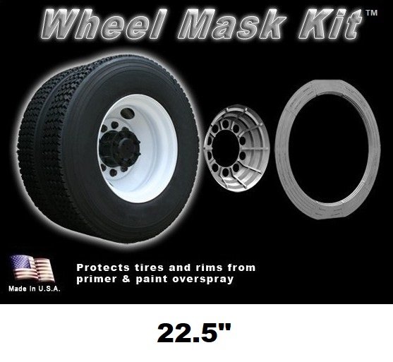 HOT SELLER in stock: 22.5' Wheel Mask Kit. Cuts masking & cleanup by 90% painting wheels. Order at: tiremask.com Includes: (8) Tire Masks + (8) Rim Shields. Reusable. Patented. Made in USA. #truck #trucking #usedtrucks #wheelpainting