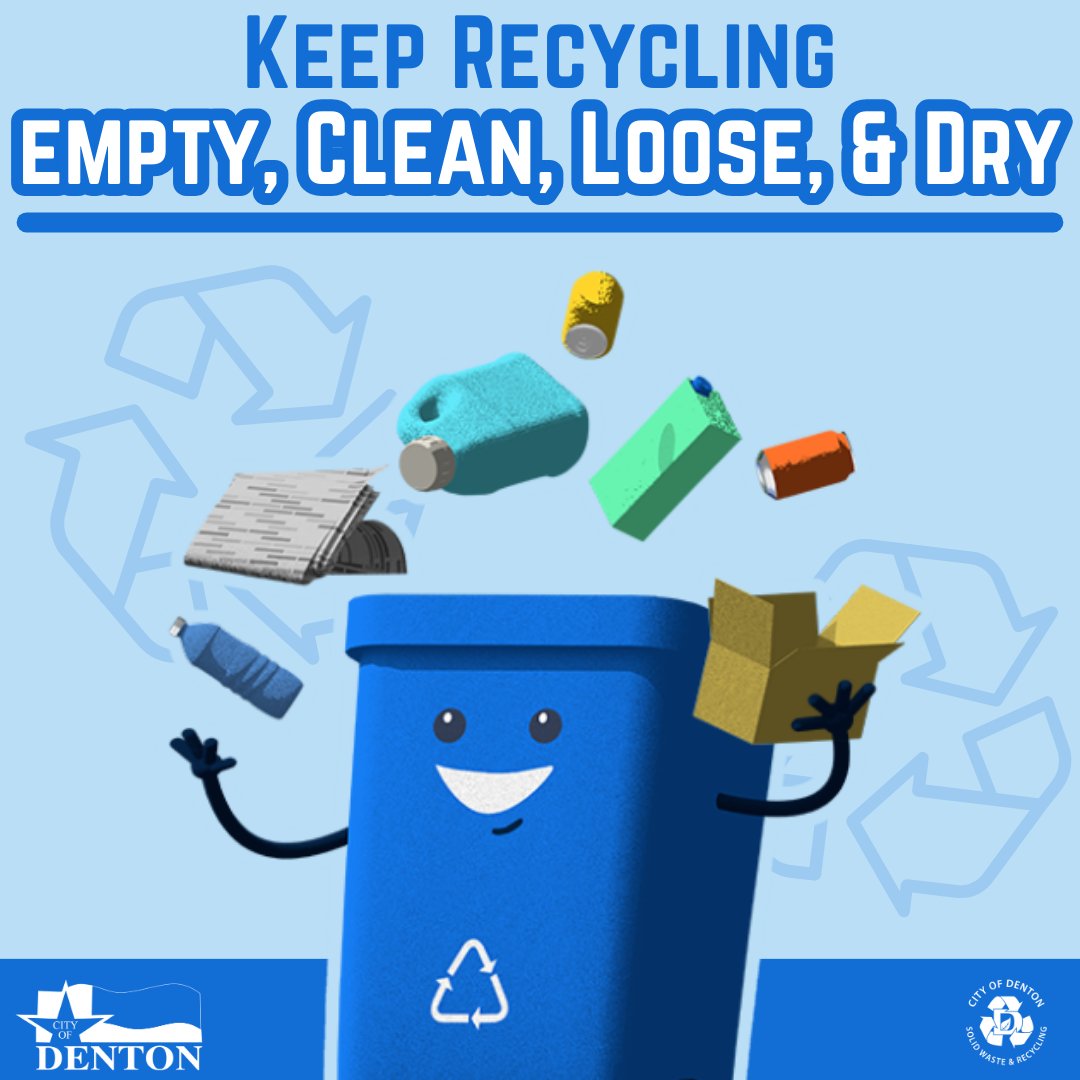 When recycling, remember to keep recyclables empty, clean, loose, and dry! 

#RecycleRight
#EmptyCleanLooseDry