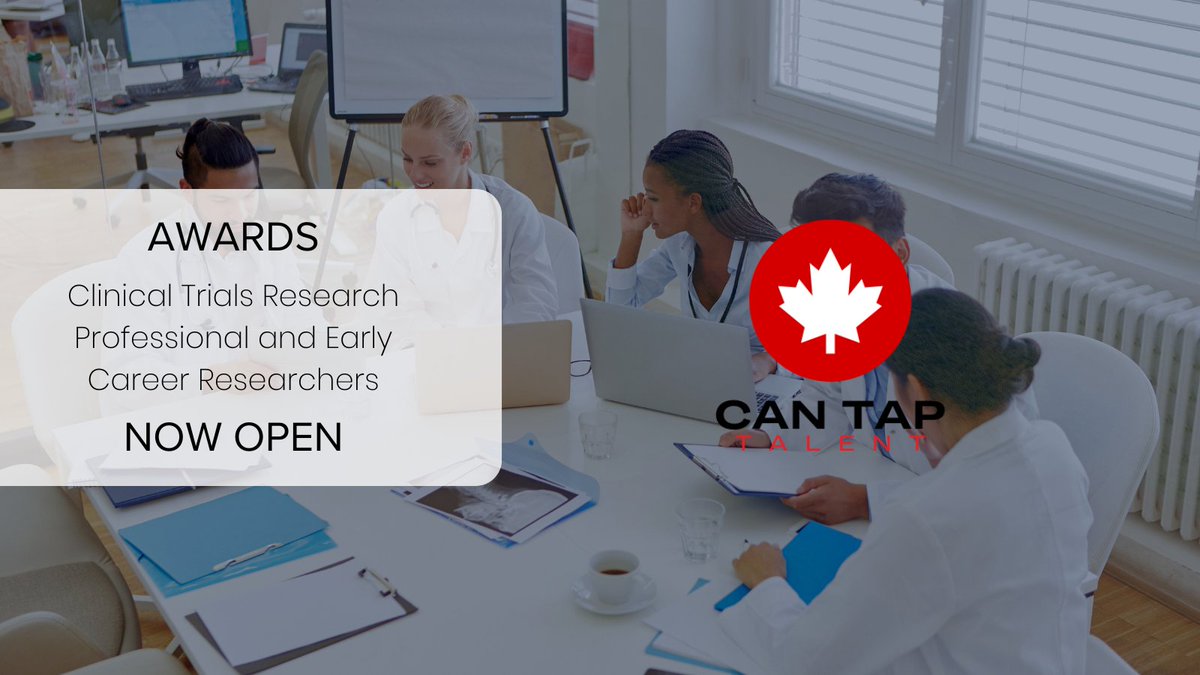 CAN TAP TALENT is pleased to announce the opening of the Clinical Trials Research Professional and Early Career Researcher Awards are now open! Learn more and apply here: cantaptalent.ca/awards/ecr-crt… #clinicalresearch #clinicaltrials #clinicaltrialstraining #cantaptalent