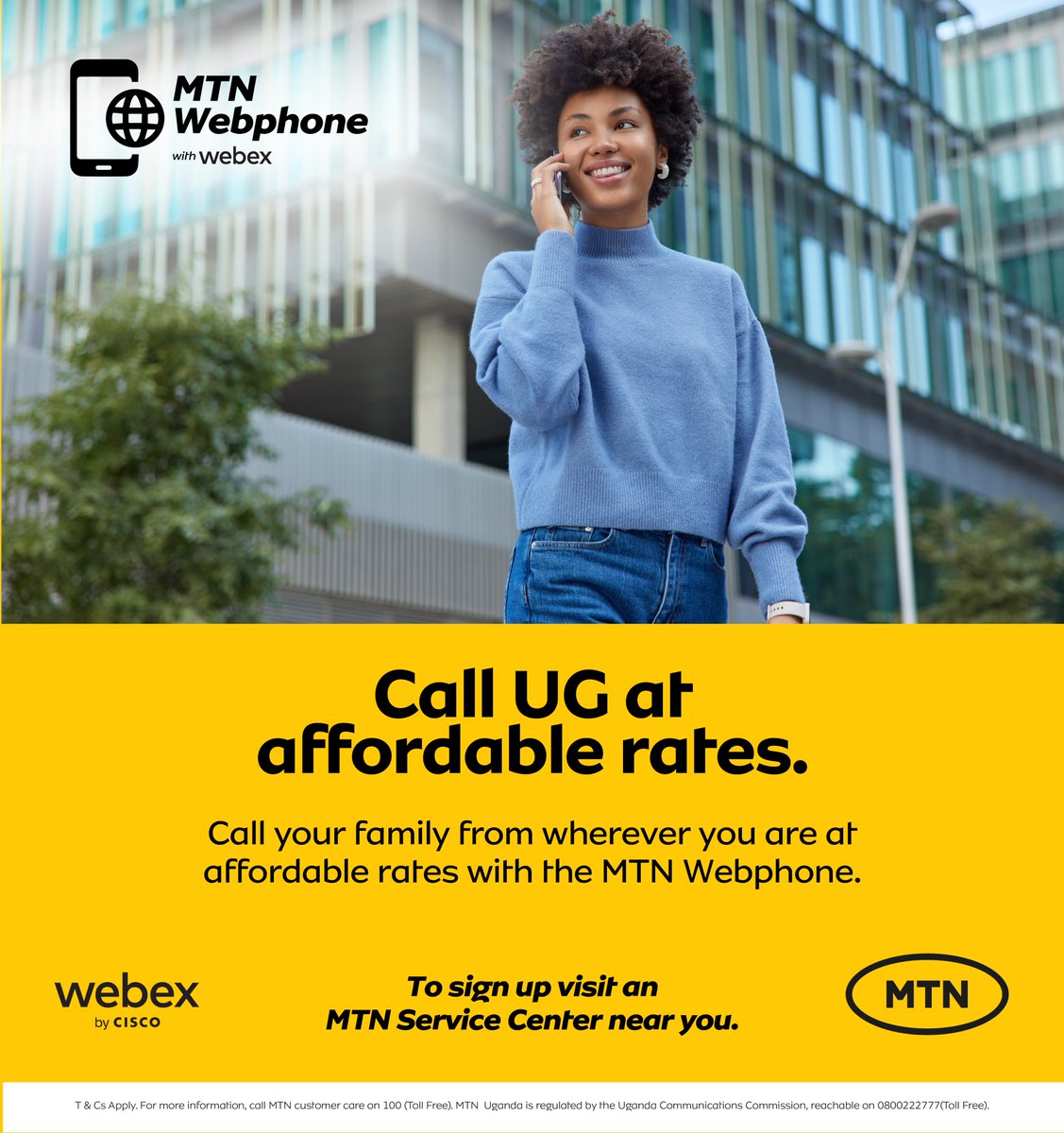 Hey there, you can now take your lugambo overseas at affordable local call rates with #MTNWebPhone from WebEx

Sign up today via a close service center and keep the kiboozi flowing at a low cost.
#TogetherWeAreUnstoppable