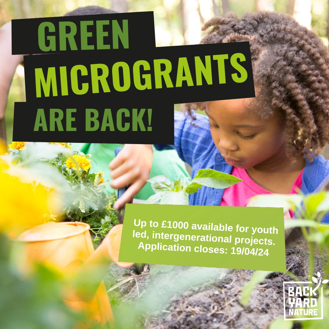 Calling all groups of young and older nature guardians: the Green Microgrants are back!🌱 Together with @iwill_movement & @Clarion_Group we’re proud to offer up to £1,000 to get you and your neighbours in nature🌻 Apply by: 19 April 2024 Find out more: backyardnature.org/intergeneratio…
