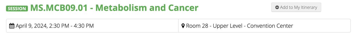 #AACR24 interested in discussing cross-sectional work in cancer metabolism and functional genomics? stop and chat w/@kyle_flickinger at his poster this morning! and then, tomorrow, be sure to check out what I know will be an amazing talk from @thebioKIMist on her work with HK2!