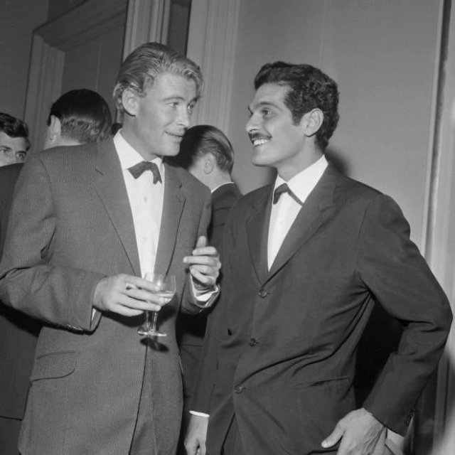 Peter O'Toole and Omar Sharif, Stars of Lawrence of Arabia, 1961