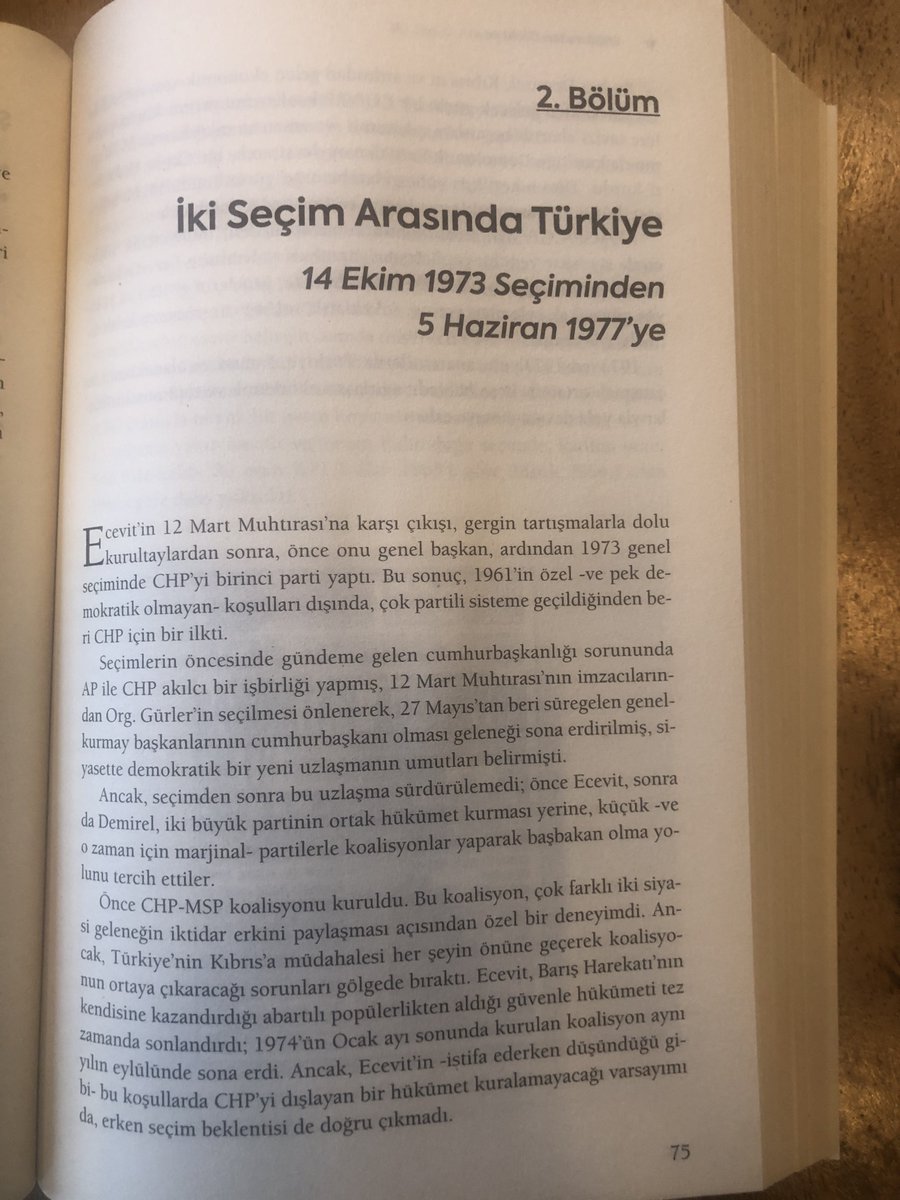 14 Ekim 1973 Genel Seçiminde CHP, çok partili sistemde ilk kez 1. olmuş (%33.3); Aralık yerel seçiminde de bu konumunu sürdürmüştü, (CHP %37.3, AP %32.1). Üstelik bir yıl önce genel başkan değişikliği gibi dönemin başka benzerlikleri de var. Galiba bu konuyu yazmak gerekecek.