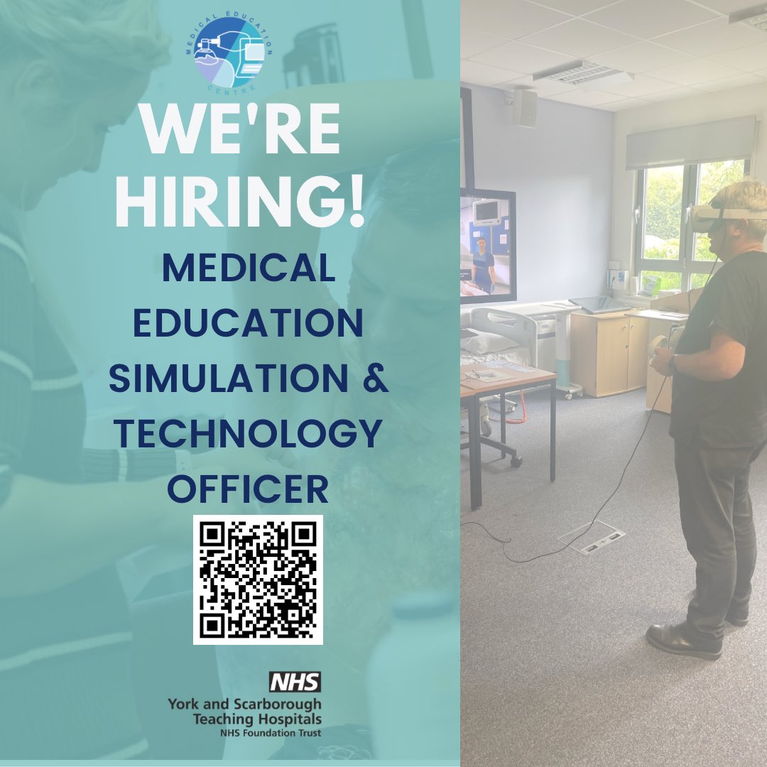 Come work in the world of Simulation , in our Medical Education Technology Team ! Scan the QR code for more information and to apply. Applications close April 18th jobs.nhs.uk/candidate/joba… #simulation #nhsjobs #clinicalskills