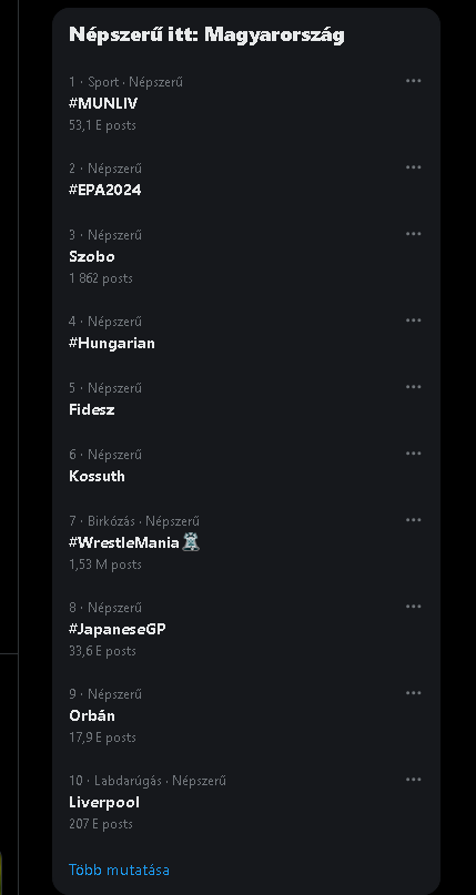 rolandsarkadi's tweet photo. Magyar Péter &amp; Gyurcsány is eltűnt, de megjött Orbán
#Hungary #Magyarország #X #trends lista. 2024.04.08. #3

📷Links: https://t.co/uYDvVeOmo7

#MUNLIV #EPA2024 Szobo #Hungarian Fidesz Kossuth #WrestleMania #JapanaseGP #Liverpool #sarkadiroland #rolandsarkadi #fy #fyp #foryoupage https://t.co/CBonIxXNC1