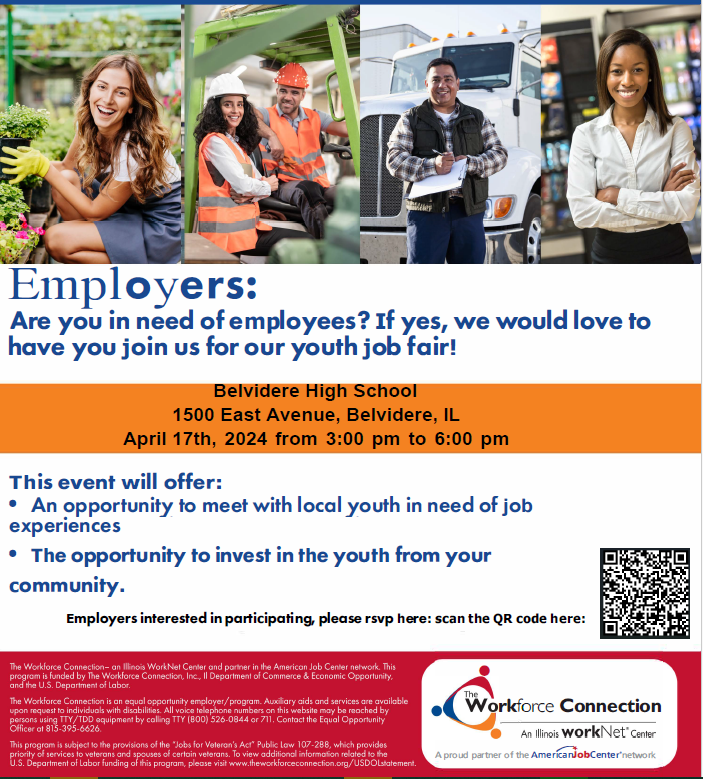 Need summer helpers for your biz? @WorkforceTWC is holding a Youth Job Fair in Belvidere 4/17 from 3:00 - 6:00 pm! If you are an employer looking for help, you can participate for FREE >> surveymonkey.com/r/LDVG58W #ROE4community @BWROE4