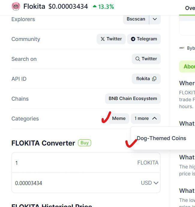 Flokita just got tagged under MEME & Dog-Themed coins in coingecko this is huge! 🚀🚀🚀 coingecko.com/en/categories/… coingecko.com/en/categories/…