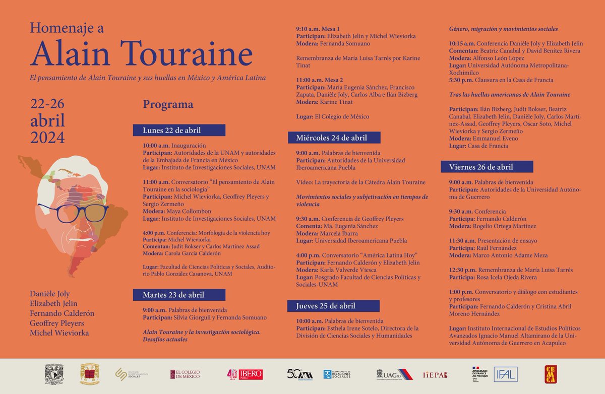 Les invitamos al homenaje en honor al sociólogo francés Alain Touraine (1925-2023) por su aporte intelectual al mundo contemporáneo. El martes 23 de abril las actividades se llevarán a cabo en El Colmex. <a href="/elcolmex/">El Colegio de México</a>  <a href="/des_igualdades/">Red Desigualdades</a> <a href="/CEIColmex/">CEI Colmex</a>