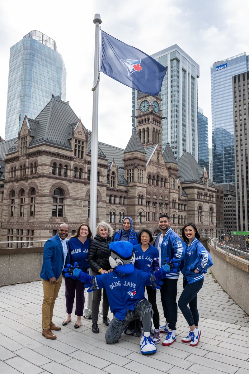 Take me out to the ball game! It was great to raise the flag for another exciting @BlueJays season this morning. Batter up! #TOTHECORE