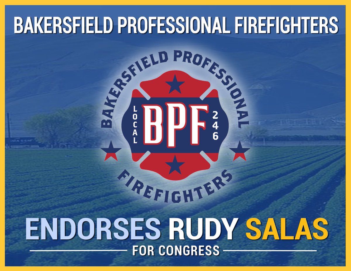 I’m honored to have the support of the Bakersfield Professional Firefighters Local 246. I’m proud to stand in solidarity with the brave men and women who protect our communities. #CA22