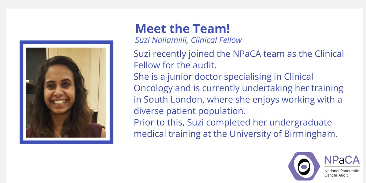 Meet our @NPaCA Clinical Fellow, Suzi! 👋 #NPaCA #MeetTheTeam @NATCAN_news @amsmithleeds @ganeshradhakr12 @minhaepark5