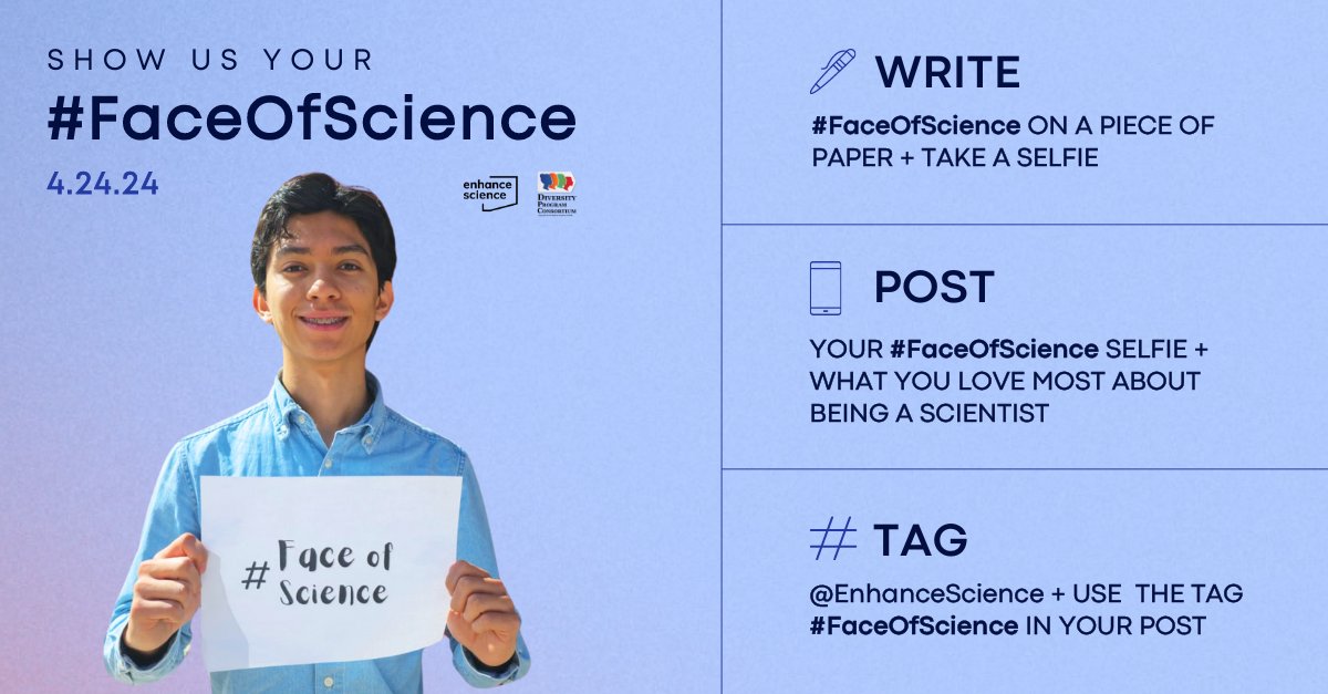 Join @NIHdpc & @EnhanceScience in celebrating you—members of the scientific research training community. On April 24, post a photo of yourself holding a piece of paper that says #FaceOfScience on it and tell us: What do you love most about being a scientist?