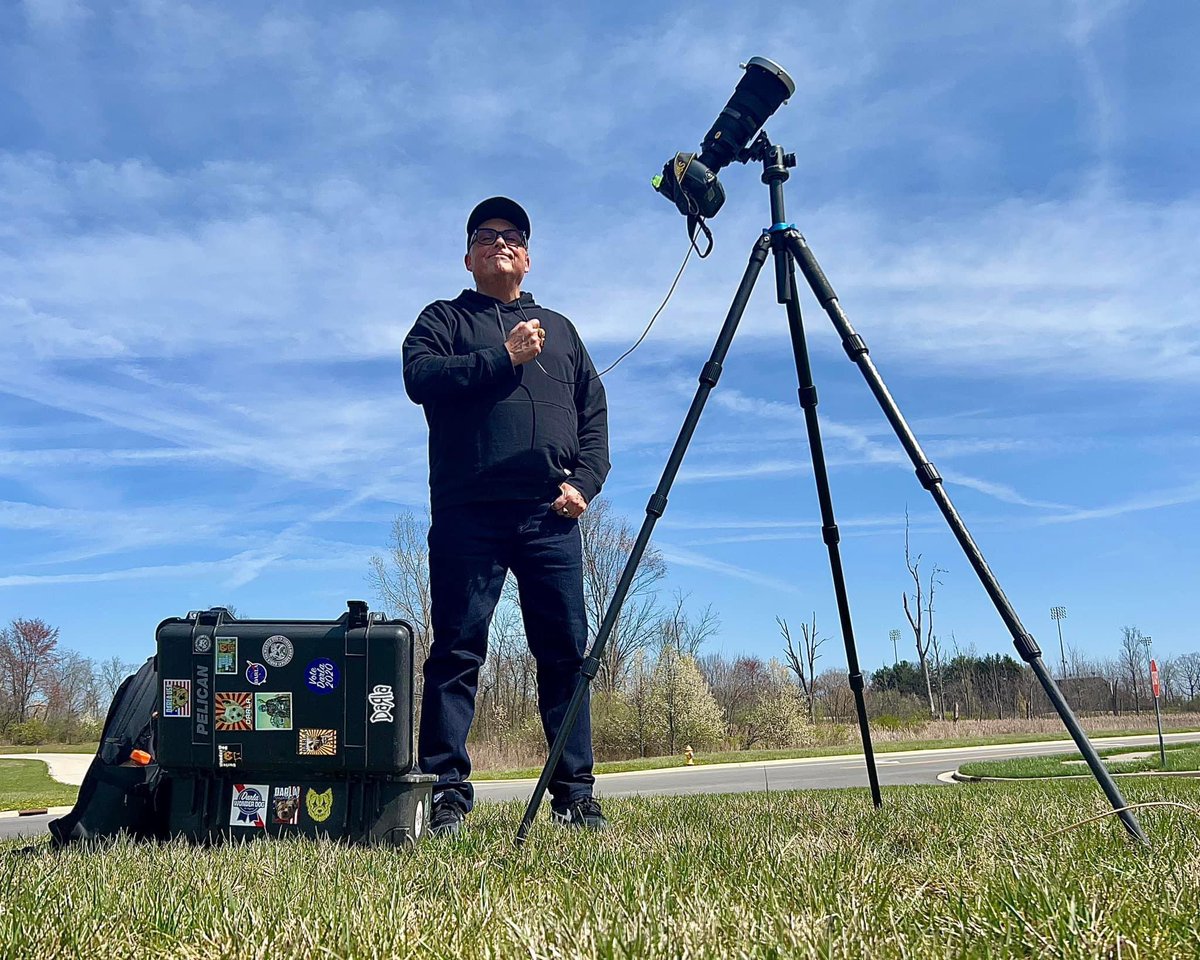 SOLAR ECLIPSE! I’m currently in Lewis Center OH for today’s solar eclipse so set the controls for the heart of the Sun! Sky conditions may turn dicey but I’m ready to go with my trusty @NikonUSA set up. Science! #Eclipse #SolarEclipse #TotalEclipse #EclipseSolar2024 #Nikon