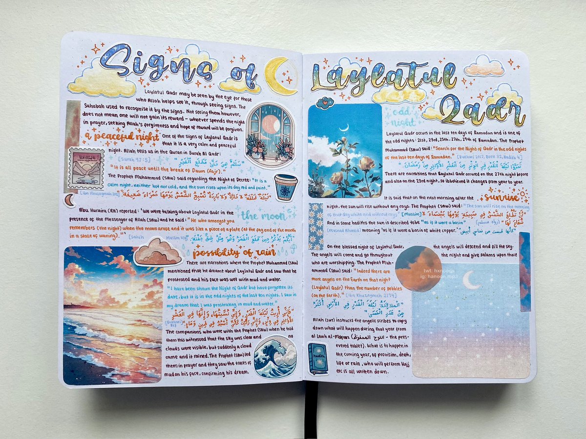 not sure if anyone will even see this but I started an islamic journal this Ramadan and just wanted to share some of the pages I did ♡