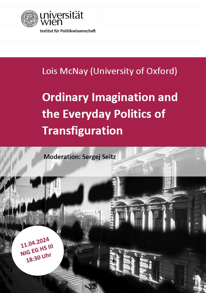Our #IPWLecture with Lois McNay is happening this week! We moved it up to 18:30, 11.4. NIG HSIII