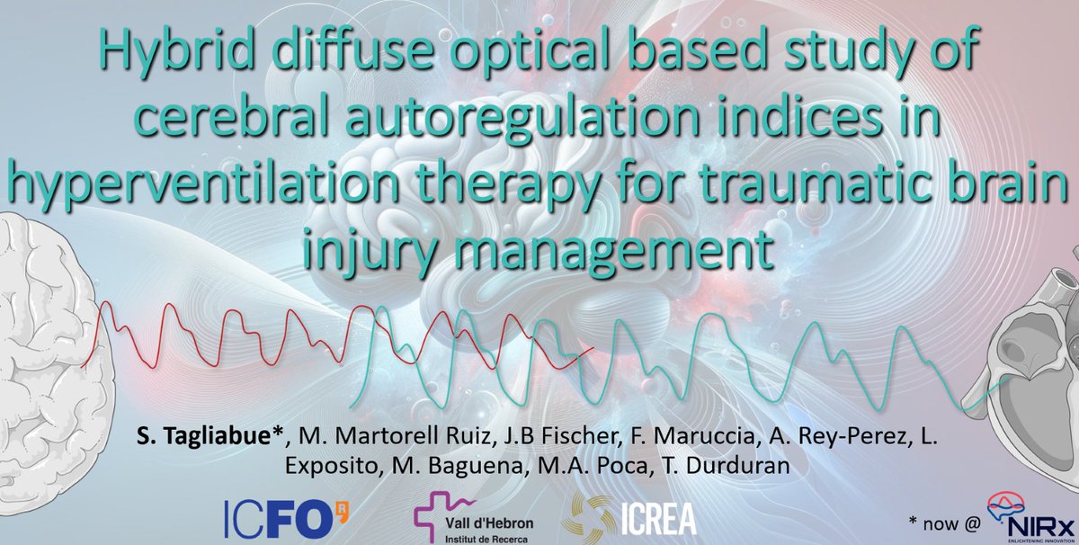 #OpticaBiophotonics24 day 2! Join @SusiTagliabue for a talk on hybrid diffuse optical monitoring for #traumaticbraininjury 🤕! Learn about multimodal cerebral autoregulation indices 🧠🫀 during hyperventilation therapy 🗣️. @ICFOnians ⏰8:45📍TM1B.5