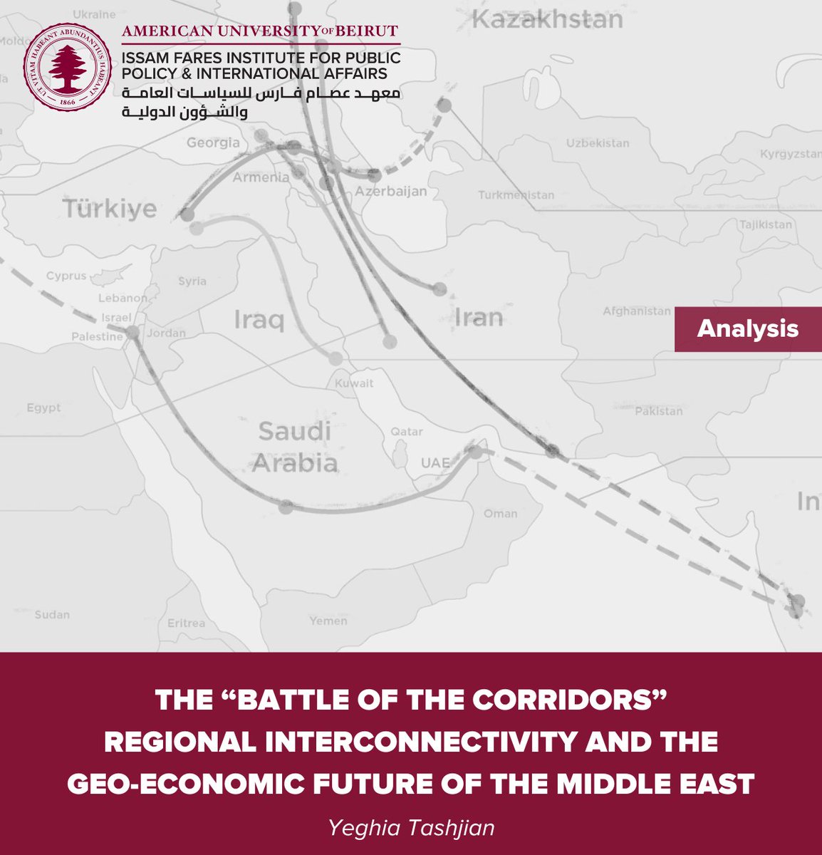 ifi_aub's tweet photo. "Given the geo-economic competition between major international and regional rival powers in the region, economic corridors will reshape the economic and political map of the Middle East." 

Read our latest analysis by @yeghig here: https://t.co/SES3LApHGr https://t.co/PhNCIZvYcG
