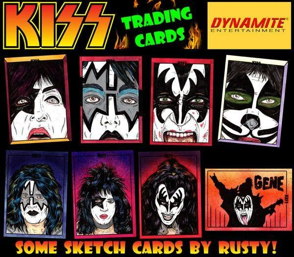 Today, April 8 is 'Trading Cards For Grown-ups Day' !
Break out your best baseball cards, play Pokemon, draw some #sketchcards !
Here's a few that I drew for Dynamite...

#comics #tradingcards #kiss @KISS #kissarmyrocks #sketchcard