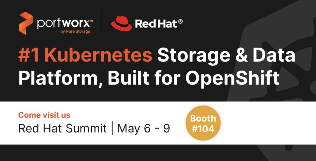 @Portworx by #PureStorage is sponsoring #RedHatSummit 2024! Stop by booth 104 to see how #Portworx and #RedHat partner to deliver the best #Kubernetes platform for developers to build, scale, and protect #apps. Register now: red.ht/4abFmF2 #applications #containers #IT