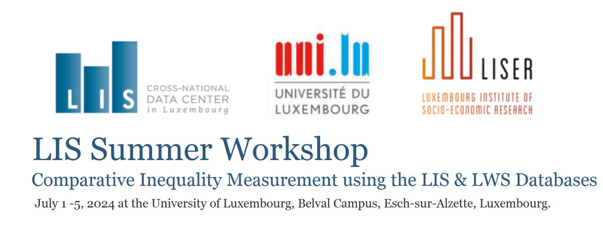 ⏰ Deadline approaching! Until Friday April 12, 2024, we are happy to receive your application to our annual LIS Summer Workshop, jointly organised with @uni_lu & @LISERinLUX. lisdatacenter.org/news-and-event…