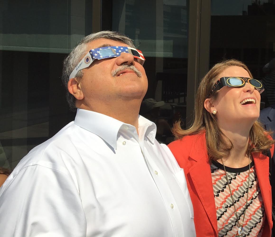 Some decisions are easy, like fighting to defend our right to organize & wearing glasses during eclipses.  Throwback to 2017 on the rooftop of the AFL-CIO!