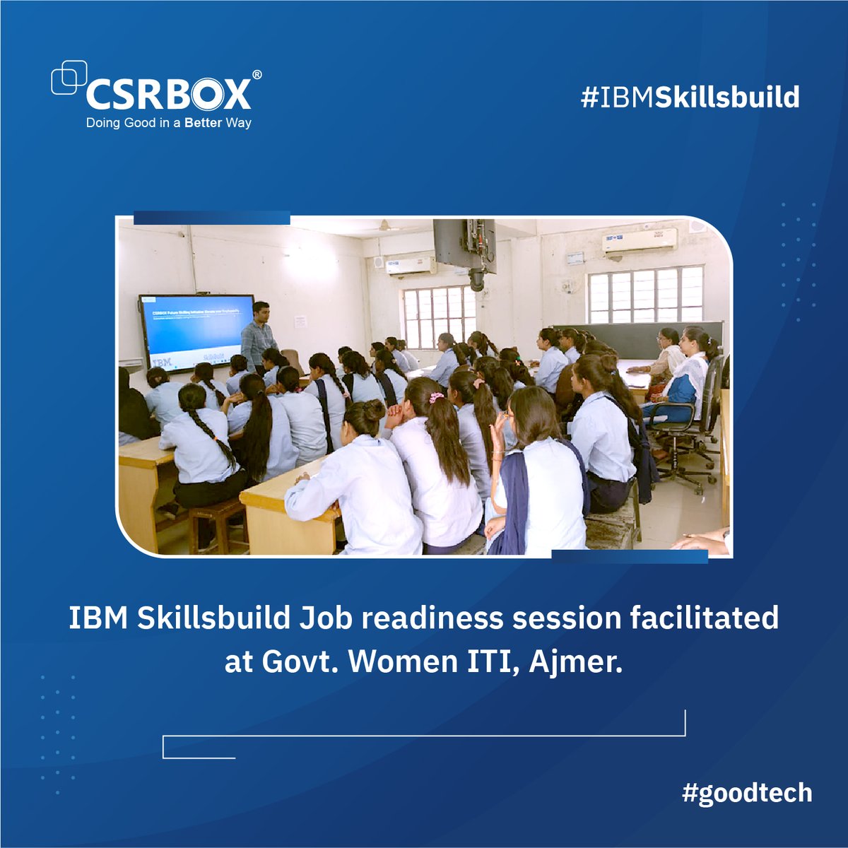 Hosted a master class at Govt Women ITI Ajmer as part of IBM SkillsBuild initiative.  ITI's dedication to empowering students is commendable. Over 120+ learners attended, gaining valuable insights into resumes, job outreach, interview questions, and the IBM SkillsBuild platform.