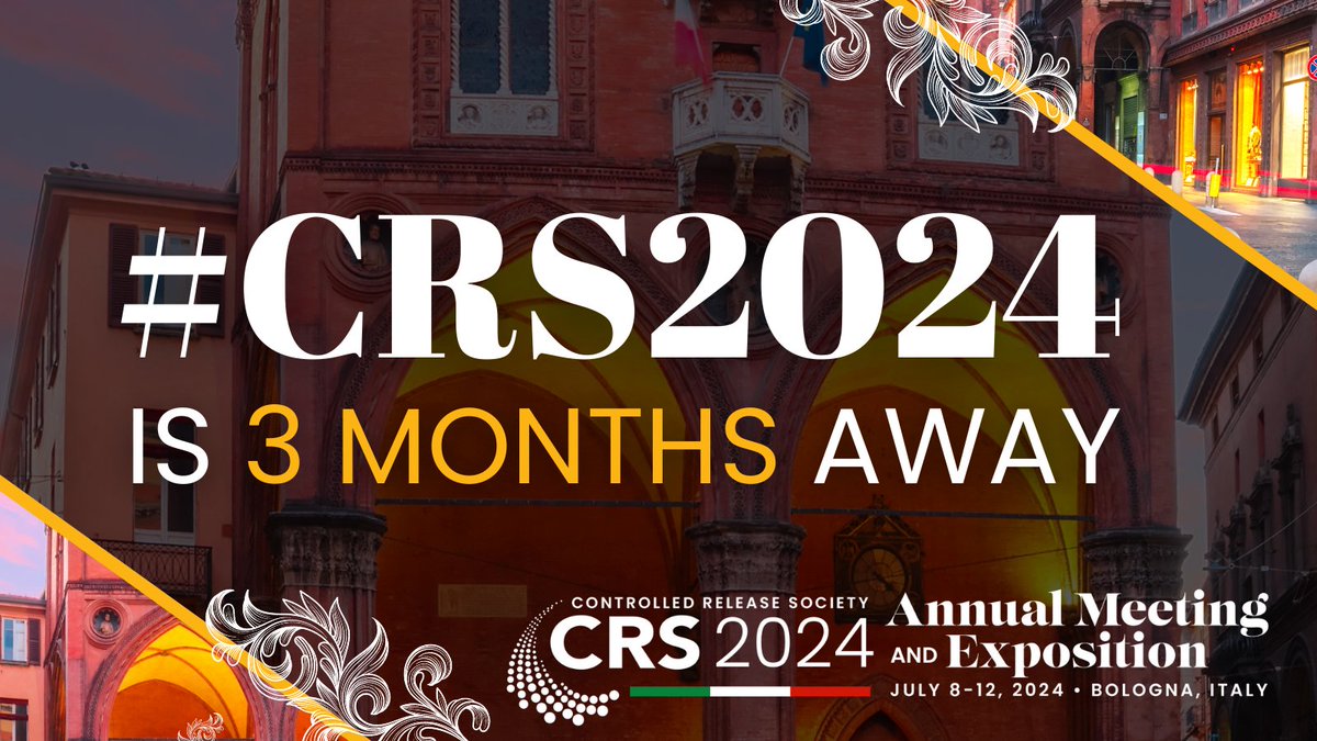 #CRS2024 is THREE MONTHS AWAY! Register now: 👉ow.ly/QxeA50RamKA Don't miss out on this year's exciting Annual Meeting and Exposition. If you have not registered, click the link above and register today! #controlledreleasesociety #crs #deliveryscience #pharma