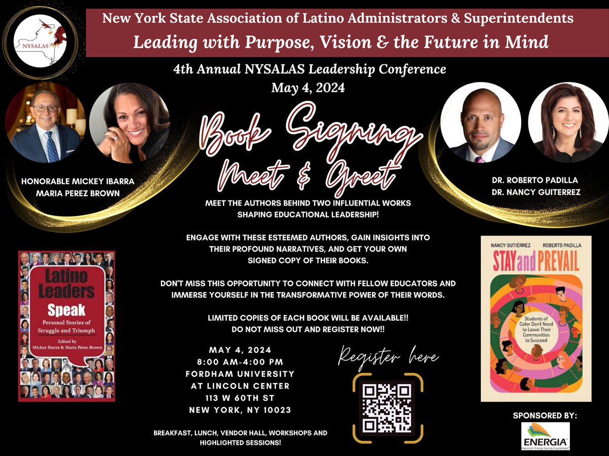 NYSALAS is excited to announce this year’s Book Signing Meet & Greet. REGISTER NOW for an opportunity to meet the authors & get your signed copy of influential works shaping today’s educational leadership! #NYSALAS #LatinoLeadership #PurposeVisionFuture @BudhaiSEudes