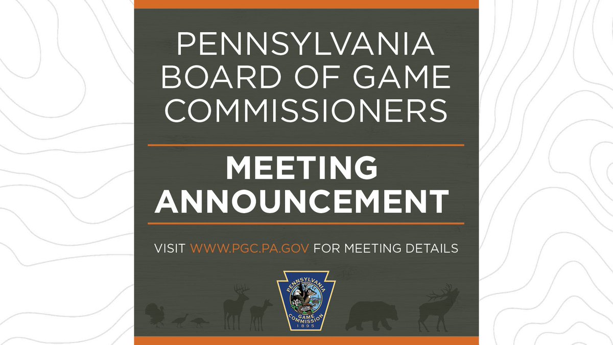 The Pennsylvania Board of Game Commissioners will meet on Friday, April 12 and Saturday, April 13, 2024, at the agency’s headquarters, located at 2001 Elmerton Ave., Harrisburg. Learn more: bit.ly/43Jvn7k.