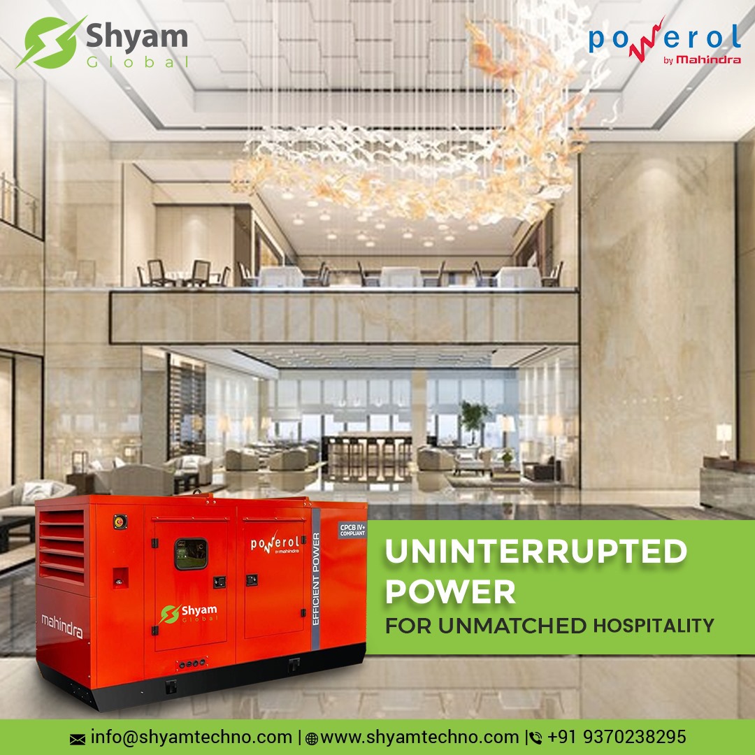 Powering Hospitality! Where uninterrupted service meets unmatched comfort. Experience reliability like never before.
.
.
.
#powerhouse #gogreen #energy #GreenRevolution #powerful #genset #shyamglobal #powerol #sustainableliving #mahindra #CleanPower