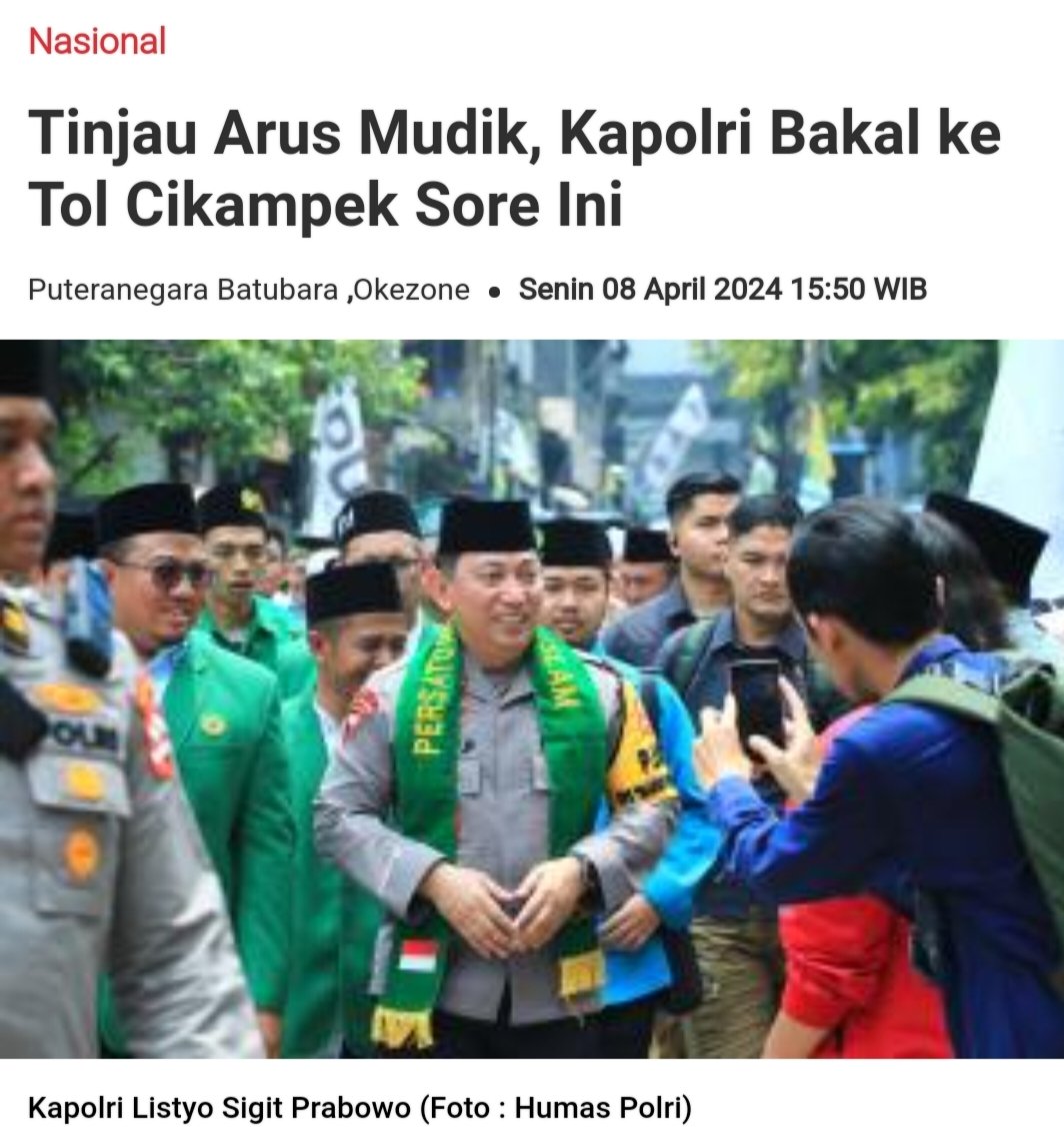 Kapolri Jenderal Listyo Sigit Prabowo diagendakan bakal melakukan peninjauan arus mudikLebaran di Tol Cikampek Utama, Jawa Barat, pada sore ini, Senin (8/4/2024).