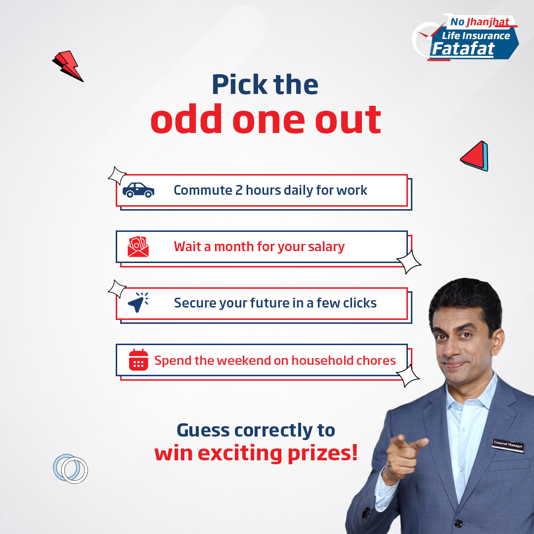 Contest Alert 🎉 Can you spot the odd one out? 🤔 Don't miss out on your chance to win exciting prizes by picking the right answer! 🎁

Secure your life with no jhanjhat. 
Visit HDFCLife.com now!
#NoJhanjhatLifeInsuranceFatafat #HDFCLife 

T&C - tinyurl.com/NJLIFOdd