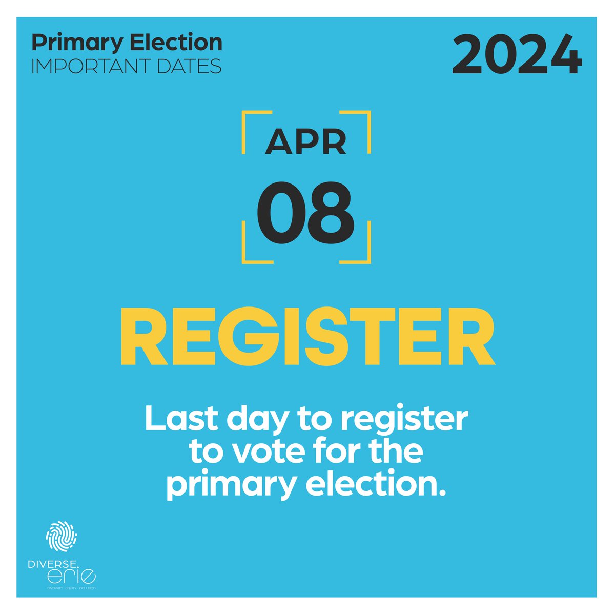 TODAY IS THE LAST DAY to make sure you're #VoteReady and registered for the April 23rd #PrimaryElection.

Register or update your voter registration here: pavoterservices.pa.gov/Pages/VoterReg…

#YourVoteMatters #Vote #DiverseErie #DEI