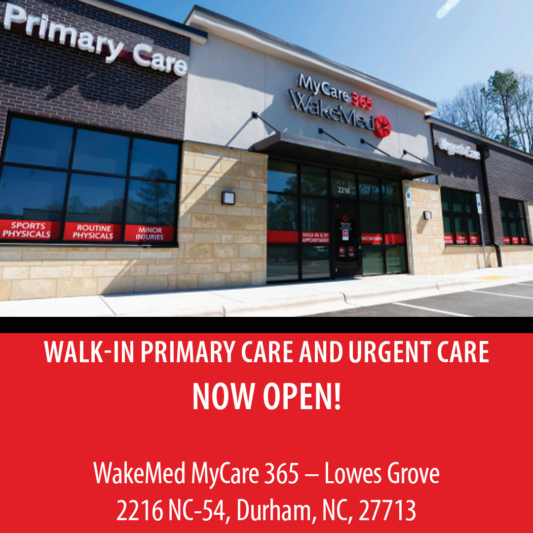 WakeMed MyCare 365 – Lowes Grove is now open in Durham! 🏥 WakeMed MyCare 365 delivers all you expect from primary care with the expanded capacity of urgent care on a walk-in basis. ⬇️ Address: 2216 NC-54, Durham, NC, 27713 🎉 Learn more: wakemed.org/mycare365