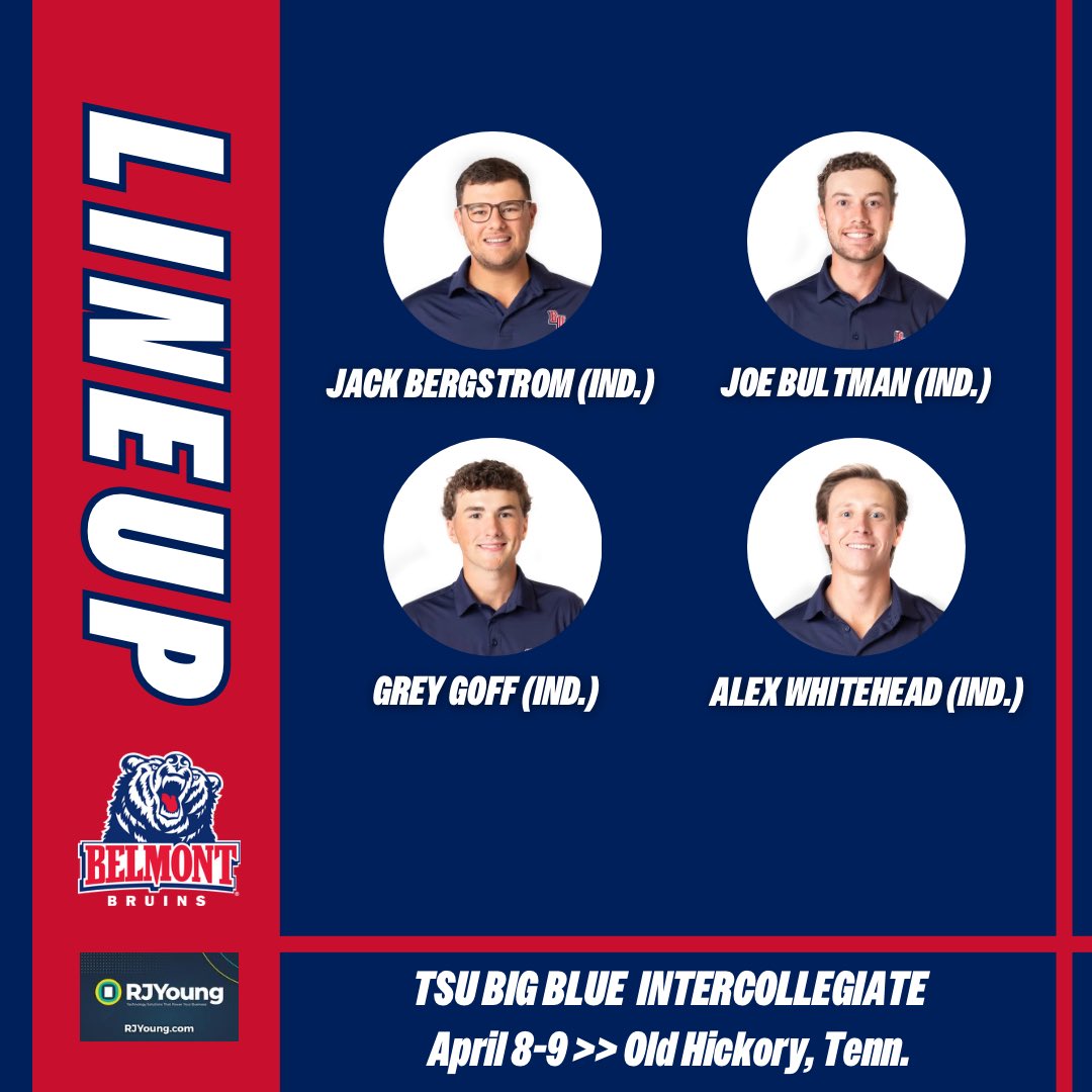 Here’s our starting lineup for the TSU Big Blue Intercollegiate, which begins this morning at 8:00am at Nashville’s Hermitage Golf Course. Go Bruins! 🐻⛳️ #itsbruintime LEADERBOARD: scoreboard.clippd.com/tournament-lea…