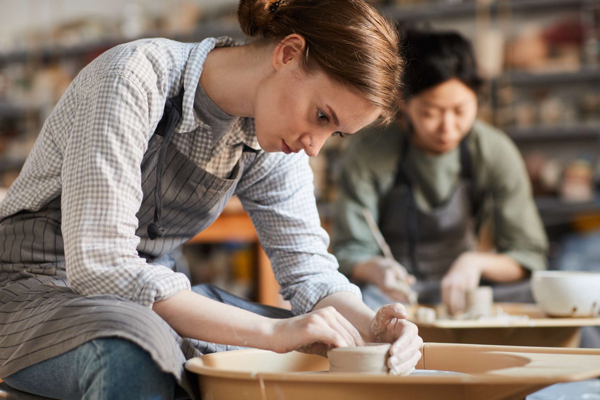 Get your hands dirty and your creativity flowing with our Pottery courses! Whether you're a novice or a pottery pro, our classes offer a welcoming environment to explore your craft. Sculpt, shape, and create beautiful pieces while making new friends. bit.ly/3XNGJnS
