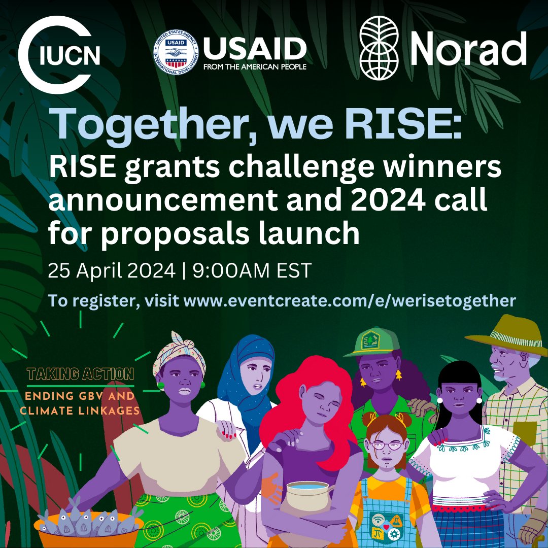 📢New #RISEgrants virtual event! Join us 25 Apr @ 09:00 AM EST - we're announcing new RISE grants challenge winners & launching the 2024 call. Interested in meeting the winners addressing #GBV and #environment links or applying? Don’t miss the event: 🔗tinyurl.com/3wma5j85