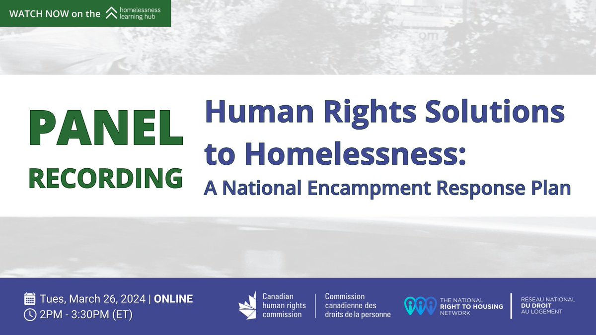 Check out this powerful discussion from @housinglogement and @R2HNetwork on addressing the #encampments crisis. Lived experts and grassroots organizers shared insights on how all levels of gov't can work with encampment residents to address this issue: bit.ly/4aIW8Lz