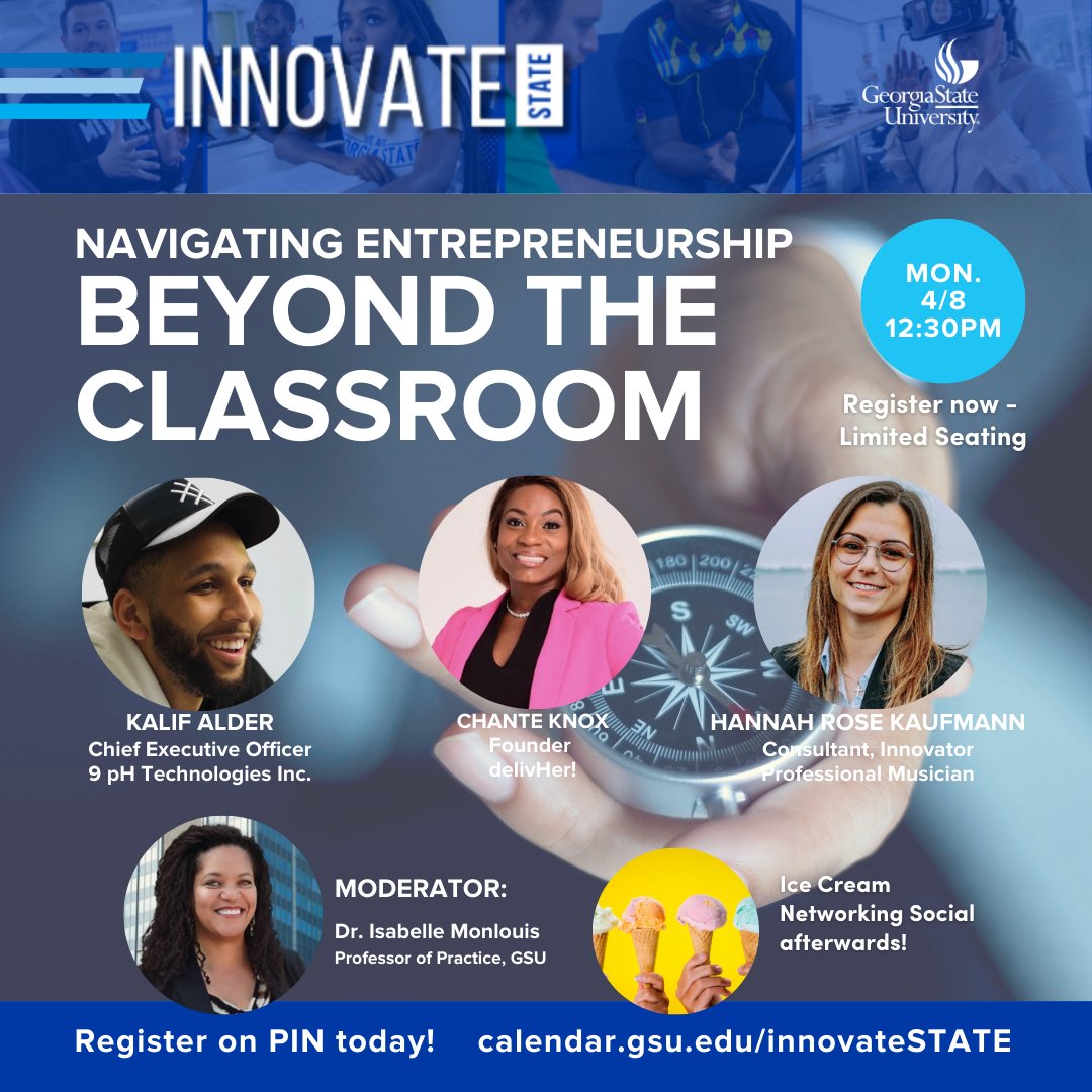 JUST HOURS AWAY...Limited Seating so, REGISTER NOW! This anticipated panel discussion and networking event will fill up fast!. @GeorgiaState @Kalifalder @chanteknox @hannahrosekauf @isabellemonlouis t.gsu.edu/4aF7GiP
#enigsu #TheStateWay #StartSomething #StudentSuccess