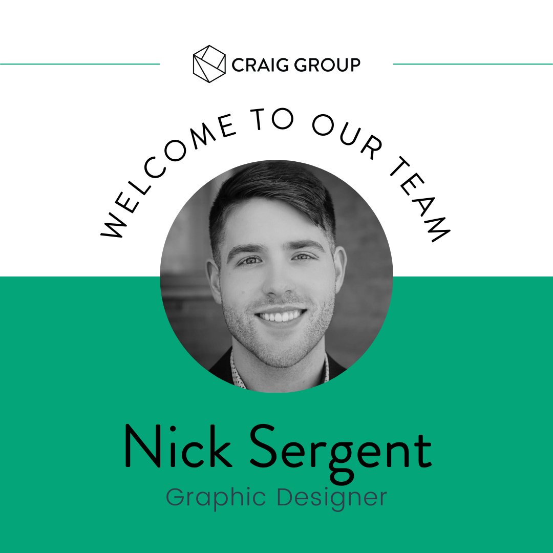 We are thrilled to welcome Nick Sergent as our graphic designer! Nick brings over 10 years of design experience to Craig Group, with skills in print and digital design, motion graphics, and web development. #welcometotheteam