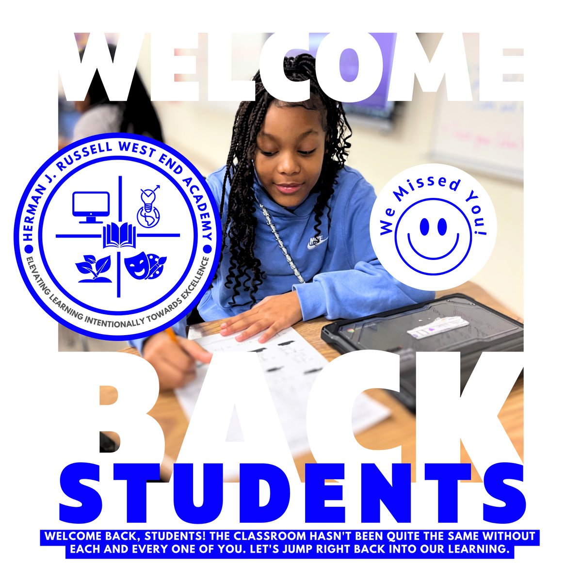 Welcome back, students! The classroom hasn't been quite the same without each and every one of you. Let's jump right back into our learning. @TDGreen_ @Retha_Woolfolk @DRVENZEN_aps @apsupdate @HRWEACOUNSELING