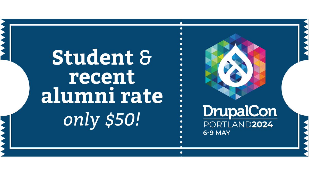 Students, recent grads, or those with Drupal Training Certification since 2022, we've got good news for you – get your #DrupalConPortland2024 tickets at a sweet $50! 🍎📝 Don't miss out, register now: events.drupal.org/portland2024