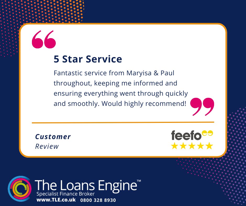 🌟Feefo Friday! 🌟

A true testament to our care and attention throughout our service. Well done Maryisa and Paul!

#feefotrusted #specialistlending #specialistfinance #clientreviews