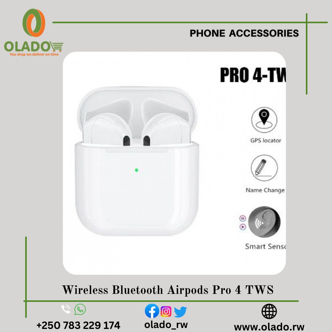 Olado_RW's tweet photo. Listen and enjoy your music in full effect 😍
With our Wireless Bluetooth Airpods Pro 4 TWS
feel the beat🎼
Click the link below and make your order today🛒
https://t.co/zXJH627YP0
🔸call/WhatsApp: 0783229174
#olado #newproducts #phoneaccessories #airpods #feelthebeat #music https://t.co/37EzajEaKh