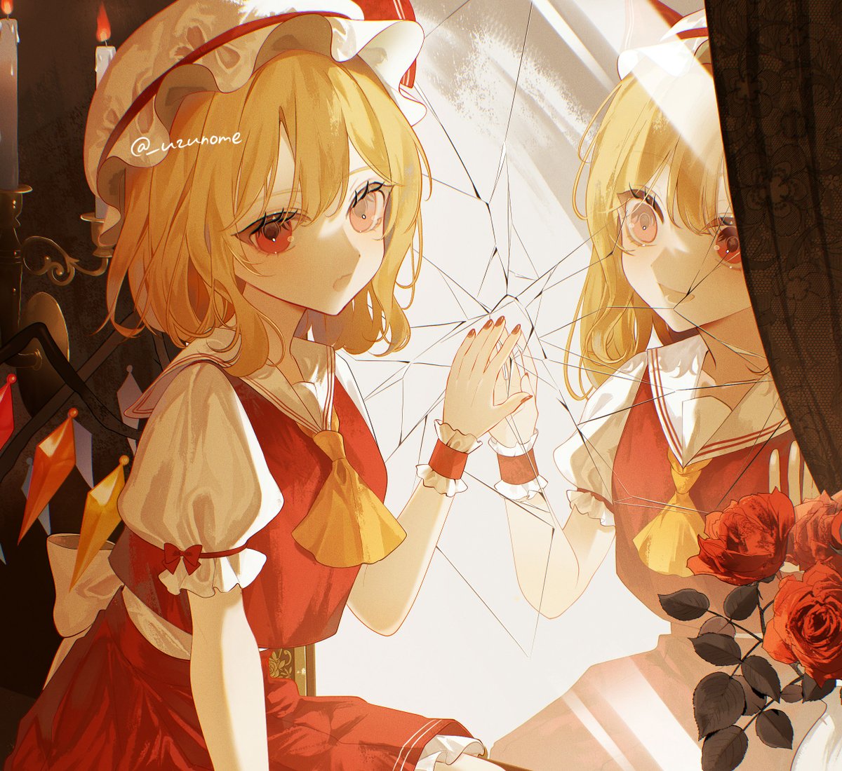 flandre scarlet 1girl solo looking at viewer smile open mouth shirt skirt  illustration images