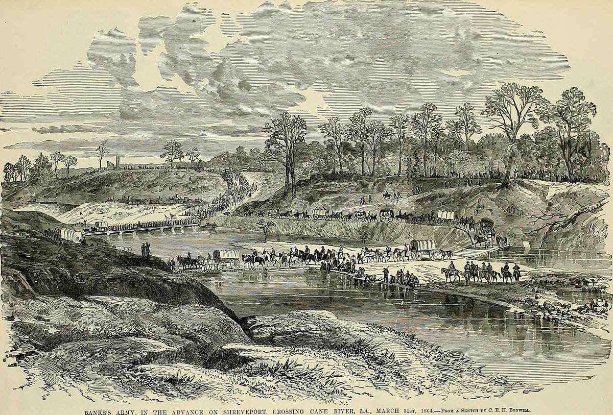 1/
OTD in 1864 is the Battle of Sabine Crossroads aka the Battle of Mansfield.

Throughout March the Union invaders move laboriously up the Red River towards Shreveport. At Grand Ecore General Nathaniel “Commissary” Banks incautiously leaves the protection of his gunboats.