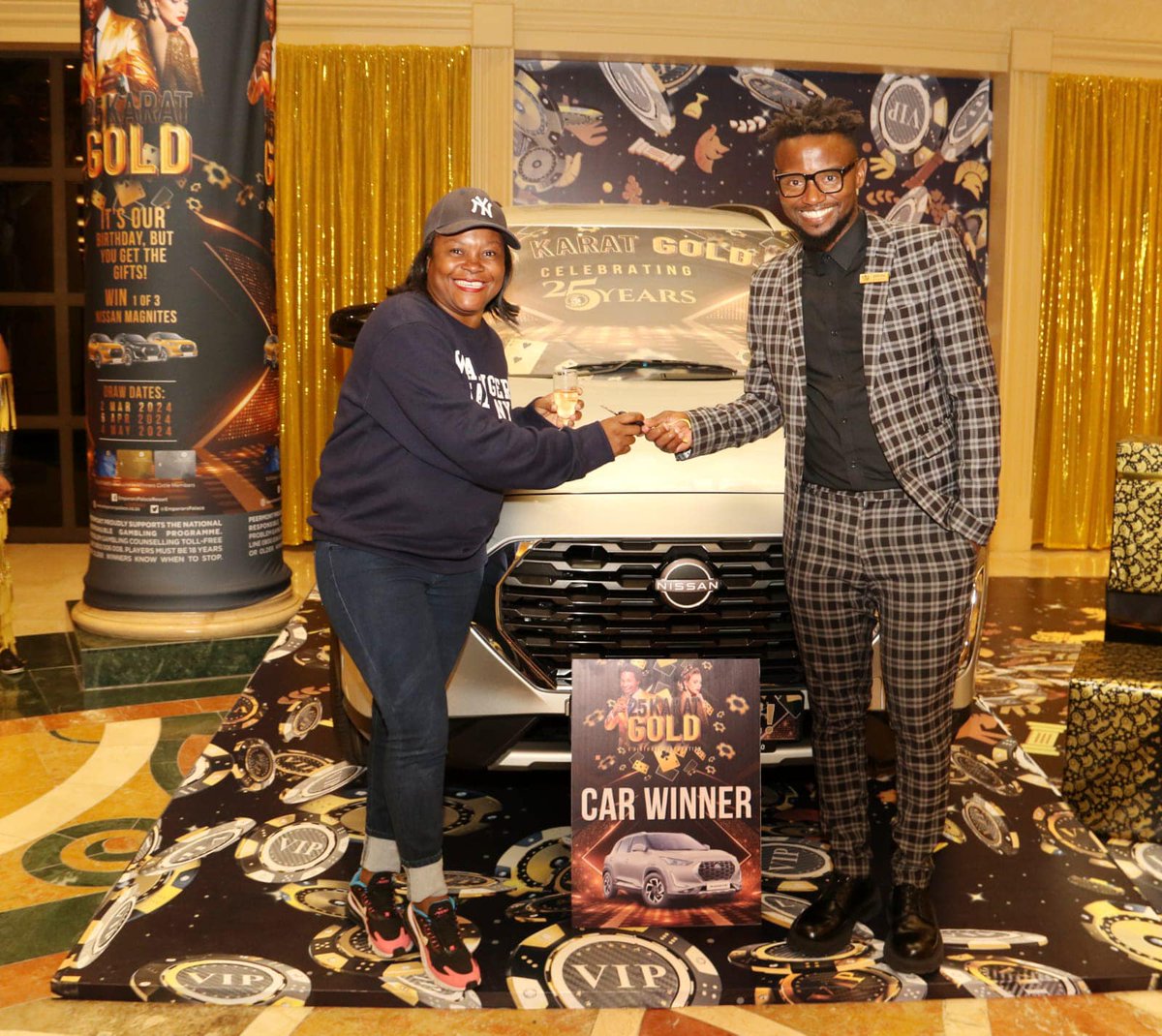 Second 25 Karat Car Won On 6 April #EmperorsPalace held it’s second Car Draw for the #25KaratGold promotion. Congratulations to Amelia Nhlabathi from Boksburg who walked away with a brand new Nissan Magnite. Make sure that you play with your #WinnersCircle card to be eligible.