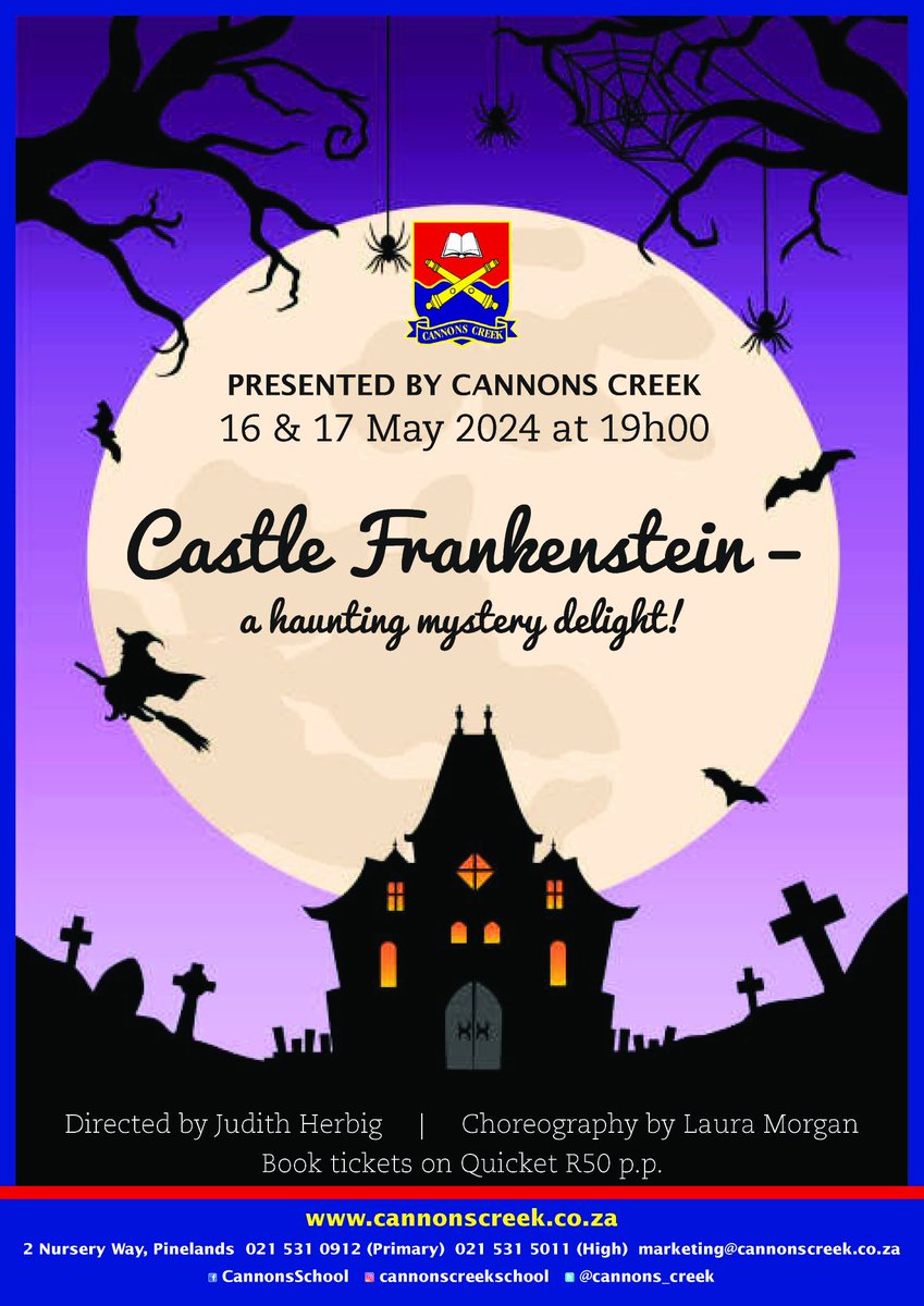 Join Cannons Creek Independent High School on 16 and 17 May 2024 for an evening of spooky stories, zombie dances, and a funny play, 'Frankenstein Slept Here', written by Tim Kelly (performed with permission from Pioneer Drama). Tickets are on sale here: qkt.io/yoRgUR